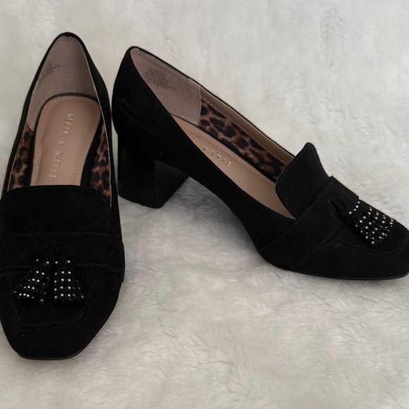 Kelly & Katie Black Suede Tassel Loafers - Picture 2 of 11